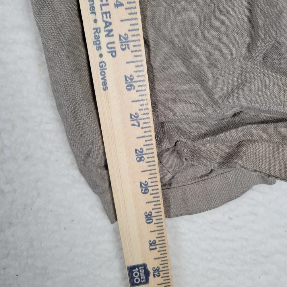 Pure Jill Linen Pants Women Size M Brown Garment Dyed Straight Leg Elastic Waist